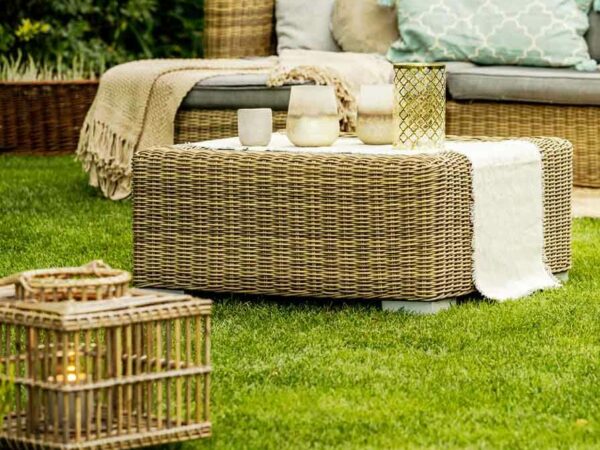Adler Outdoor Concrete Accent Table Outdoor Tables Brown/Ivory 10