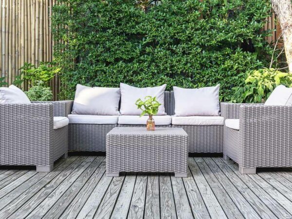 Adler Outdoor Concrete Accent Table Outdoor Tables Brown/Ivory 9