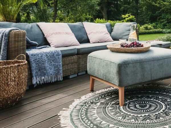Adler Outdoor Concrete Accent Table Outdoor Tables Brown/Ivory 8