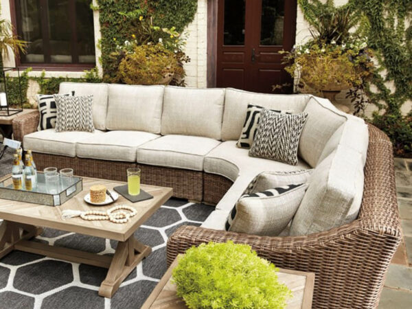 Adler Outdoor Concrete Accent Table Outdoor Tables Brown/Ivory 6
