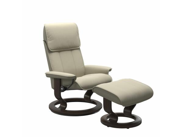 Stressless® Admiral (L) Classic Base Recliner with Ottoman Recliners Stressless