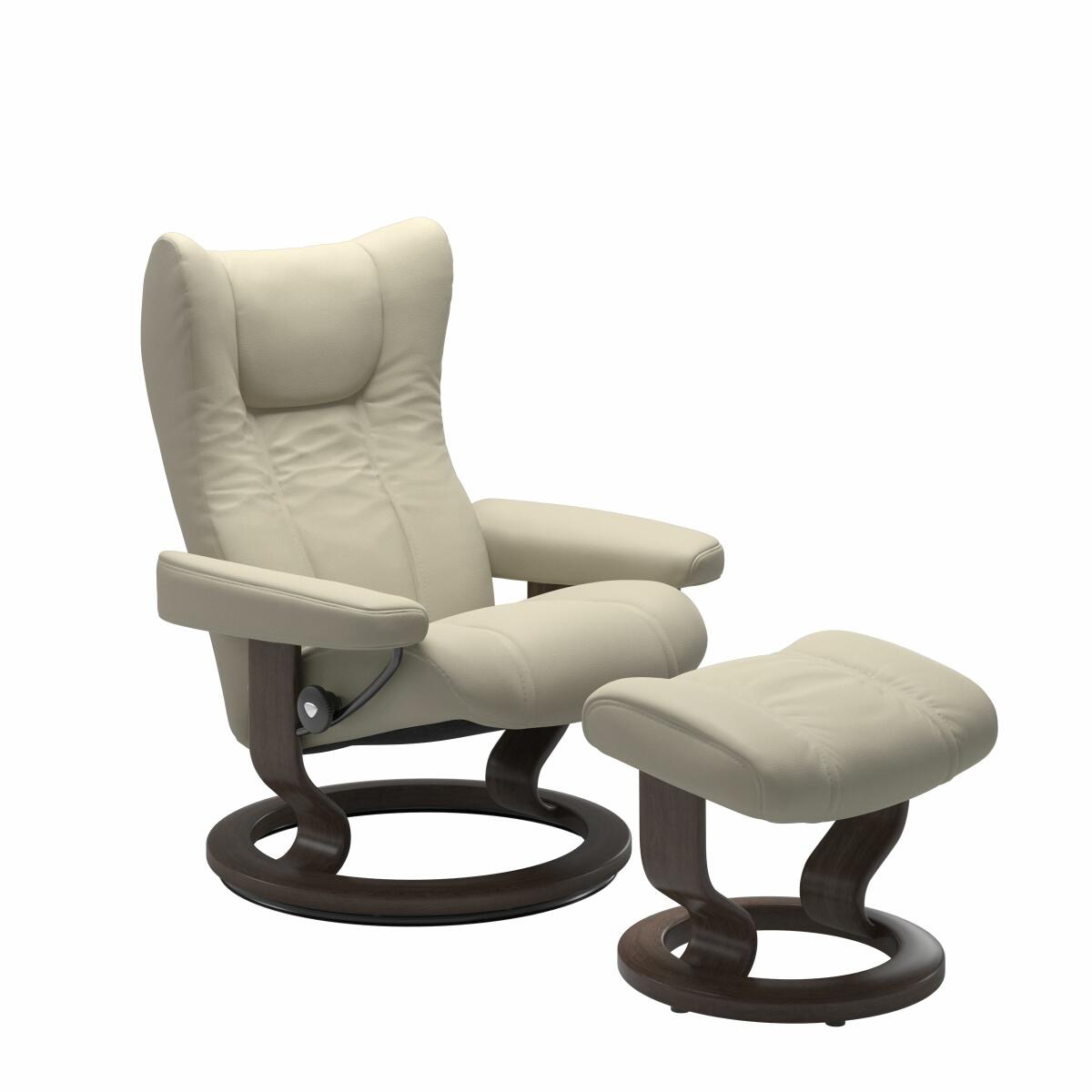 Stressless® Wing (M) Classic Base Recliner with Ottoman Recliners Stressless 4