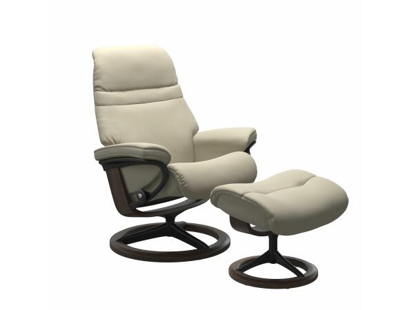 Stressless® Sunrise (L) Signature Base Recliner with Ottoman Recliners Stressless