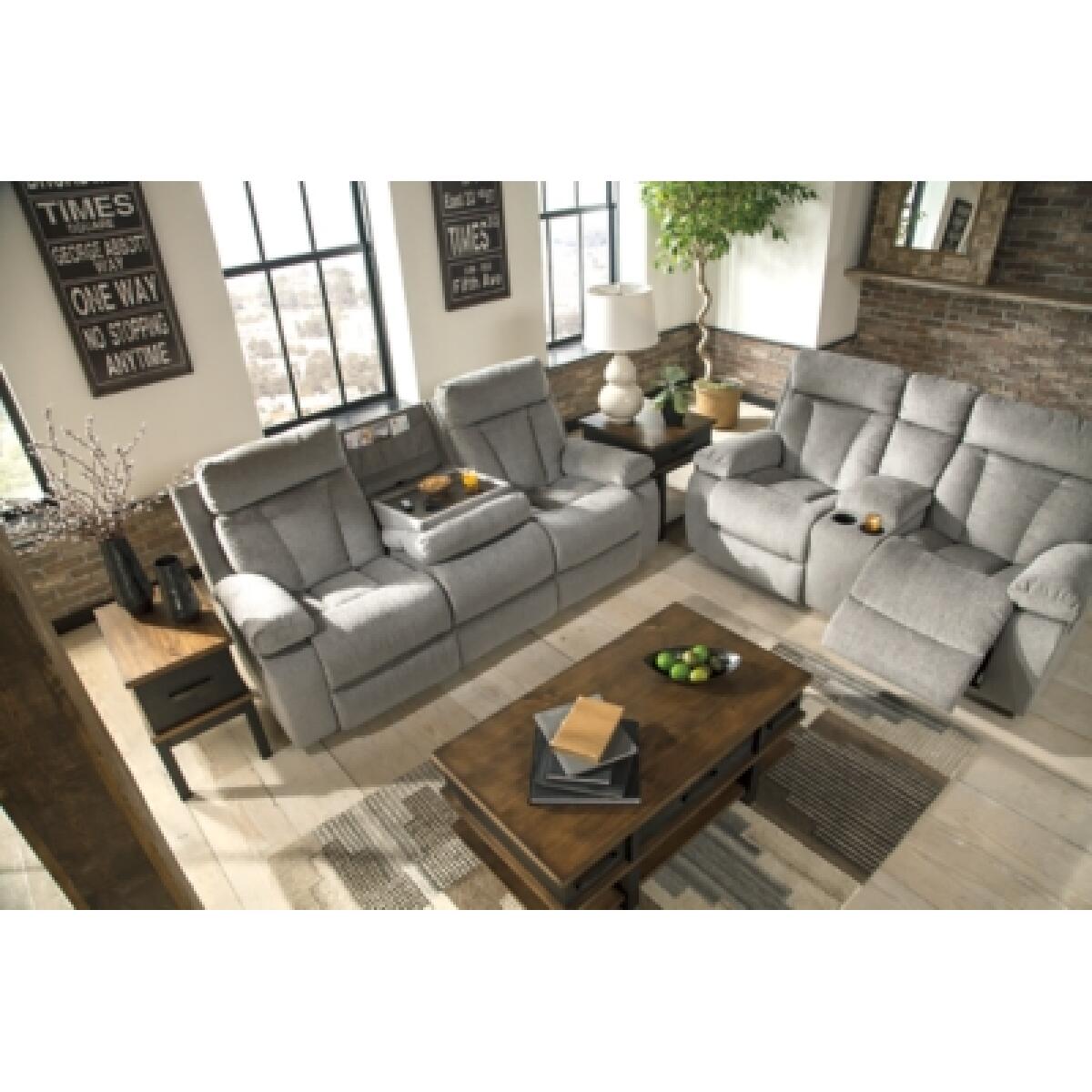 Mitchiner Reclining Sofa with Drop Down Table Outlet Sofas 9