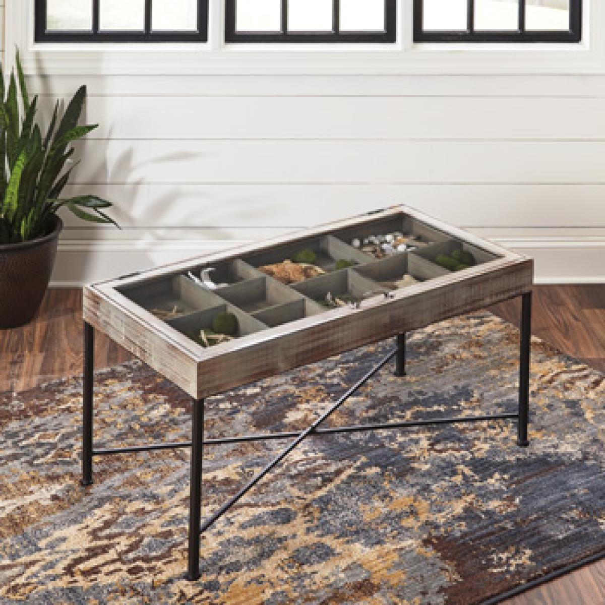 Shellmond Coffee Table with Display Case Outlet Home Decor 4