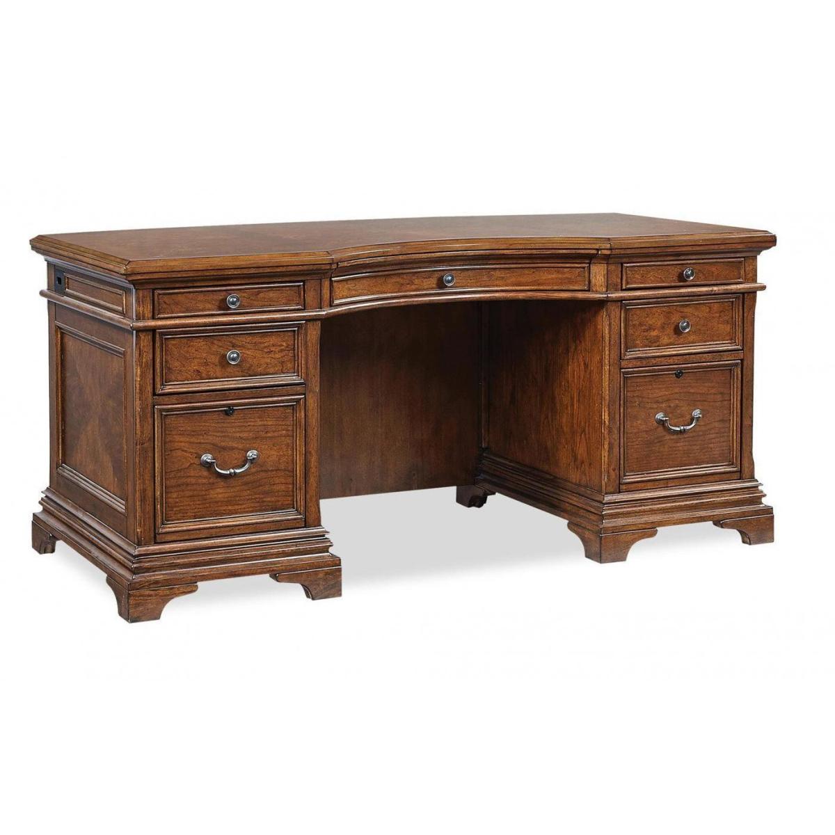 Hawthorne Carmel Brown 66″ Curved Exec Desk Desks Aspen Home 4