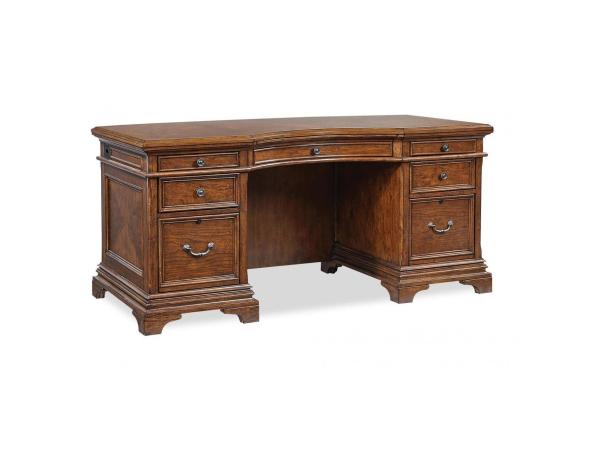 Hawthorne Carmel Brown 66″ Curved Exec Desk Desks Aspen Home