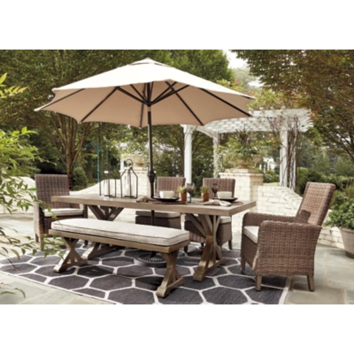 Beachcroft Dining Table with Umbrella Option Outlet Outdoor 6