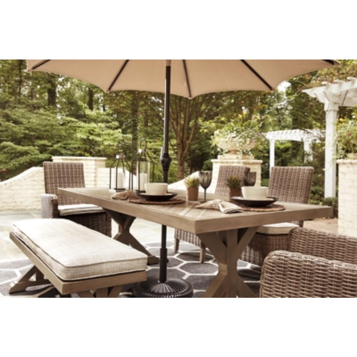 Beachcroft Dining Table with Umbrella Option Outlet Outdoor 11