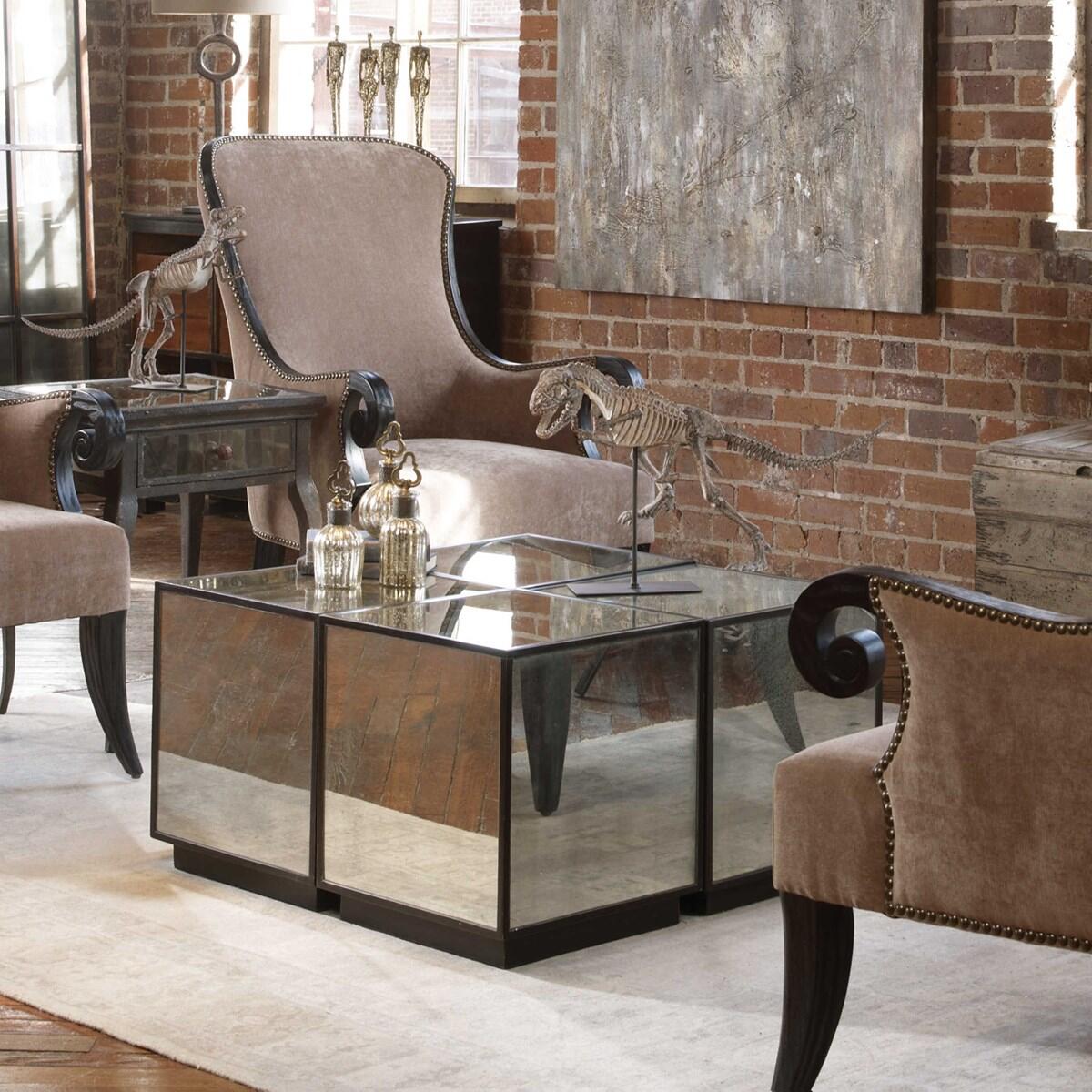Matty Mirrored Cube Table Accent Furniture Uttermost 5