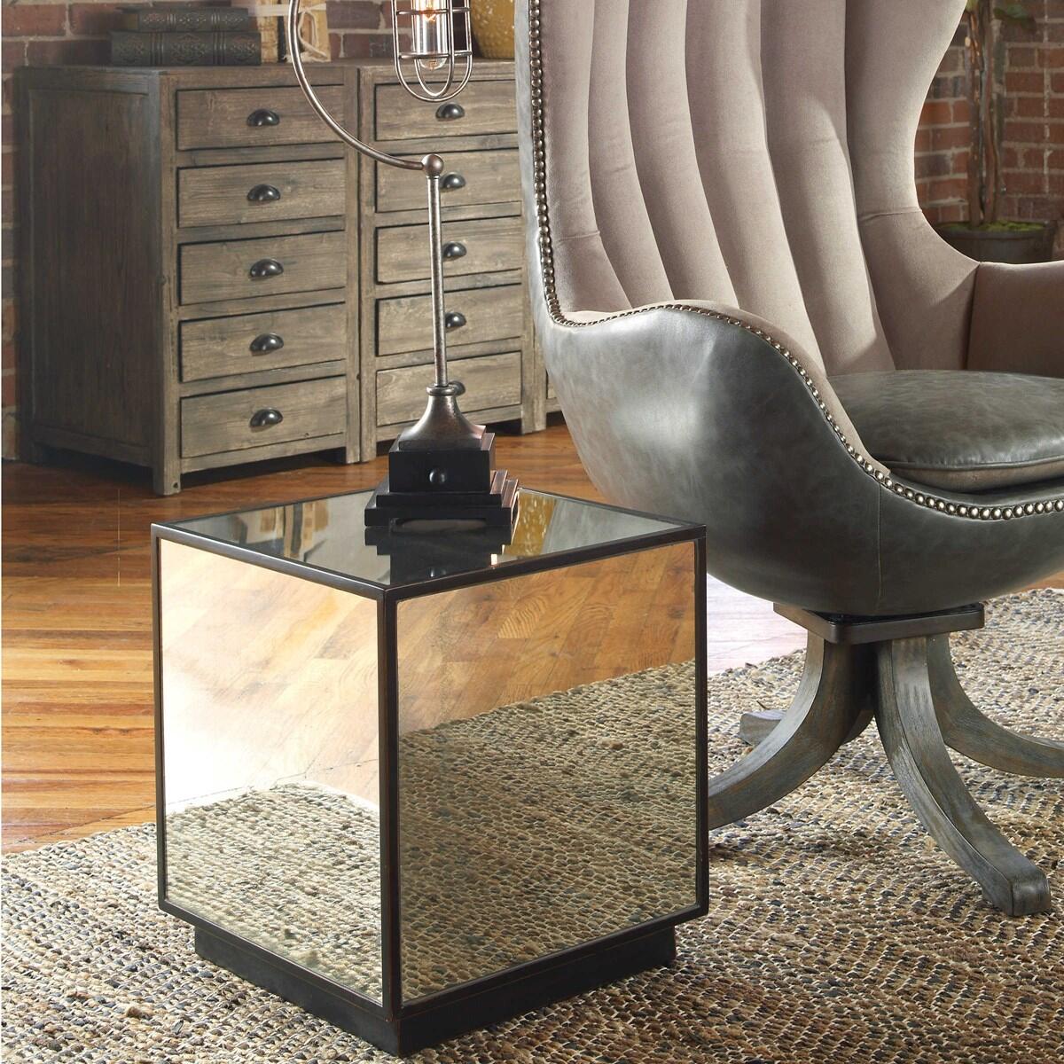 Matty Mirrored Cube Table Accent Furniture Uttermost 6