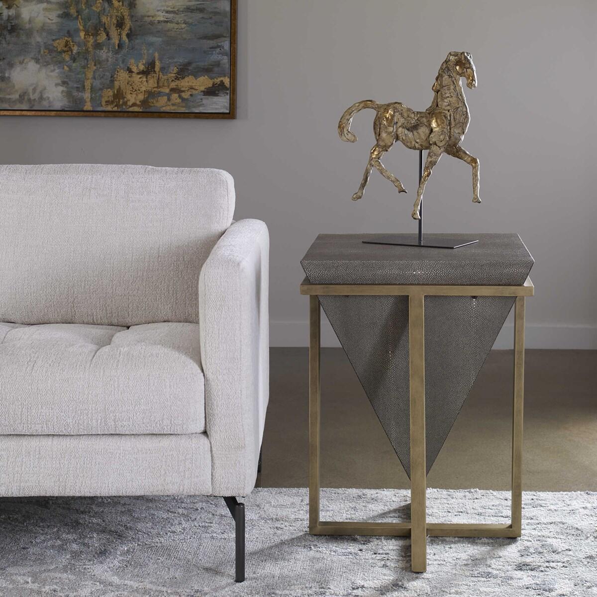 Bertrand Gray Faux Shagreen Accent Table End tables Uttermost 4