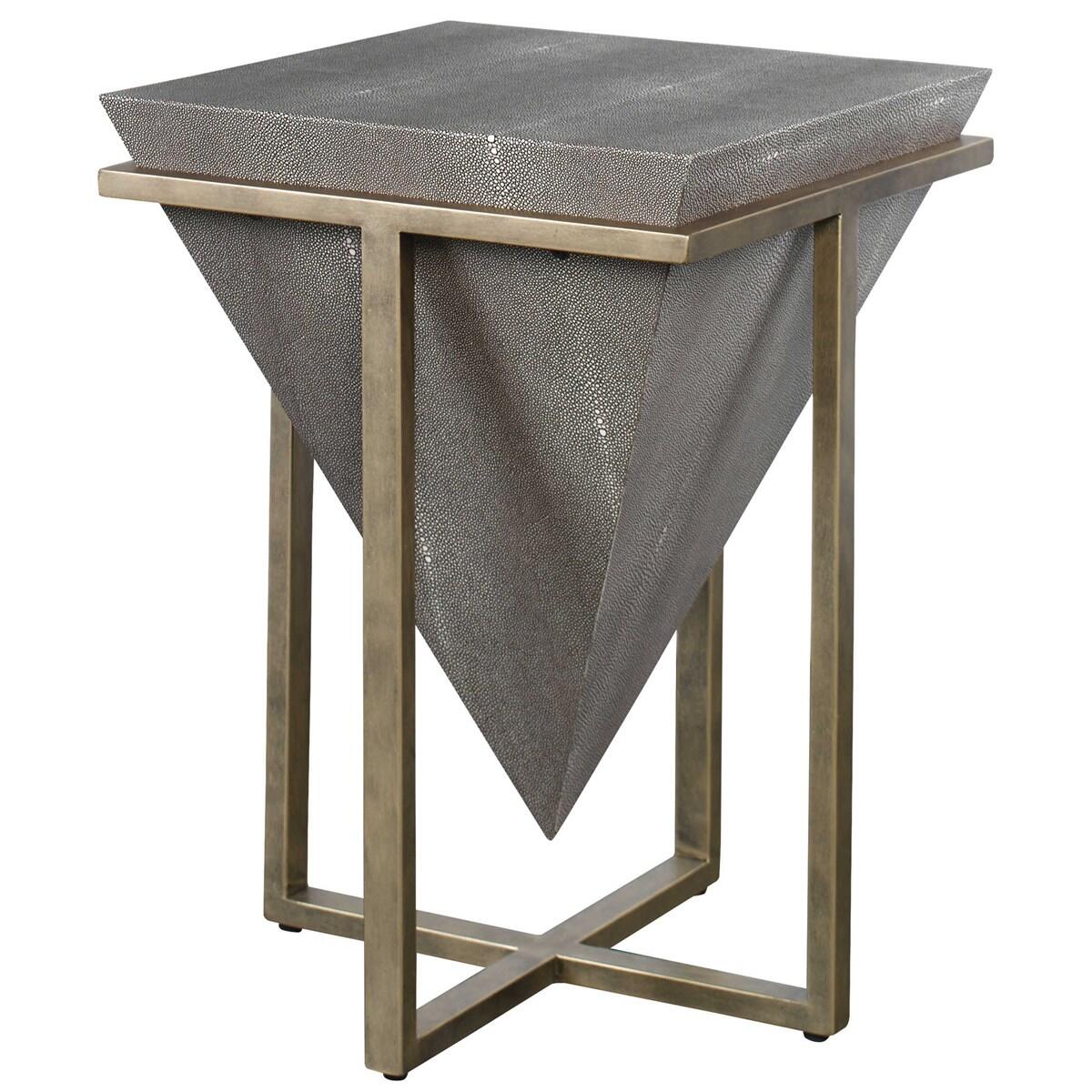 Bertrand Gray Faux Shagreen Accent Table End tables Uttermost 6