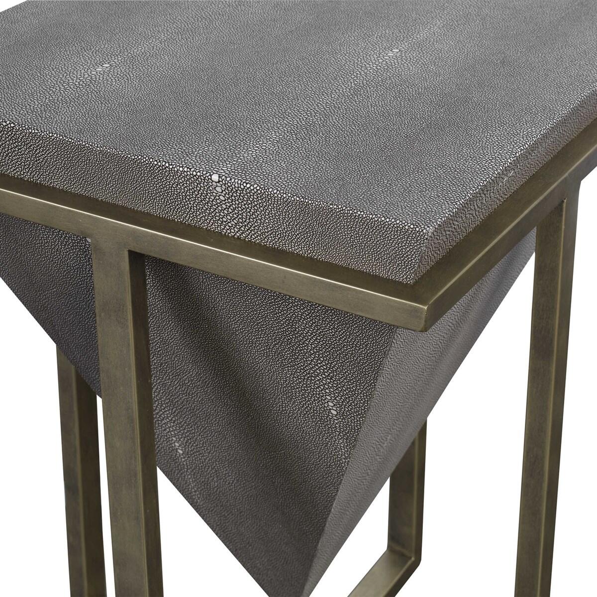 Bertrand Gray Faux Shagreen Accent Table End tables Uttermost 7