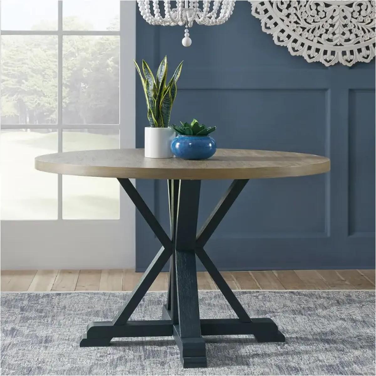 Lakeshore Single Pedestal Table- Navy Dining Sets Liberty Furniture 6