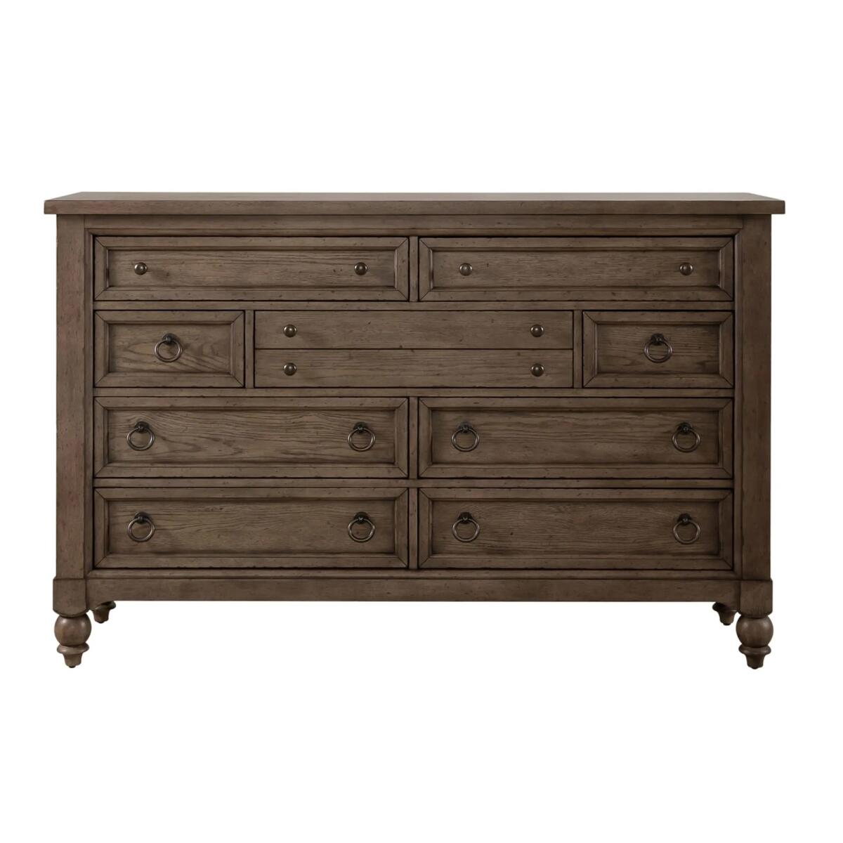 Americana Farmhouse 9 Drawer Dresser in Dusty Taupe and Black Dressers Liberty Furniture 4