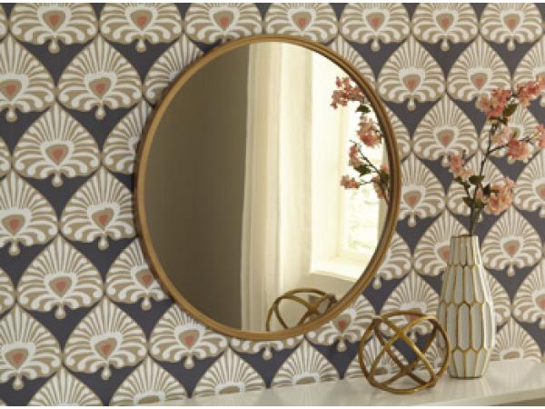 Gold Finish Rounded Brocky Accent Mirror Outlet Home Decor