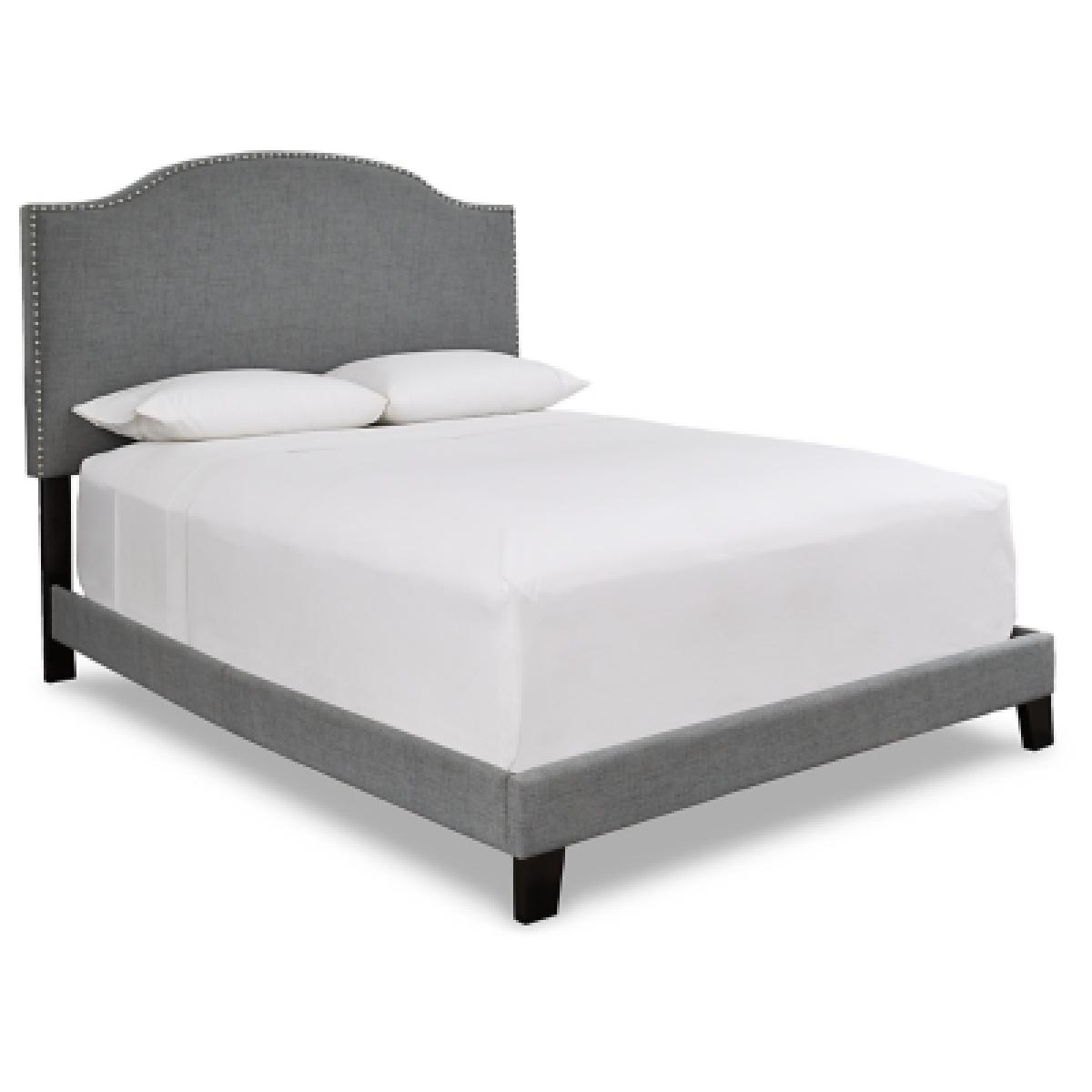 Adelloni Queen Nailhead Trim Upholstered Bed Outlet Bedroom 5