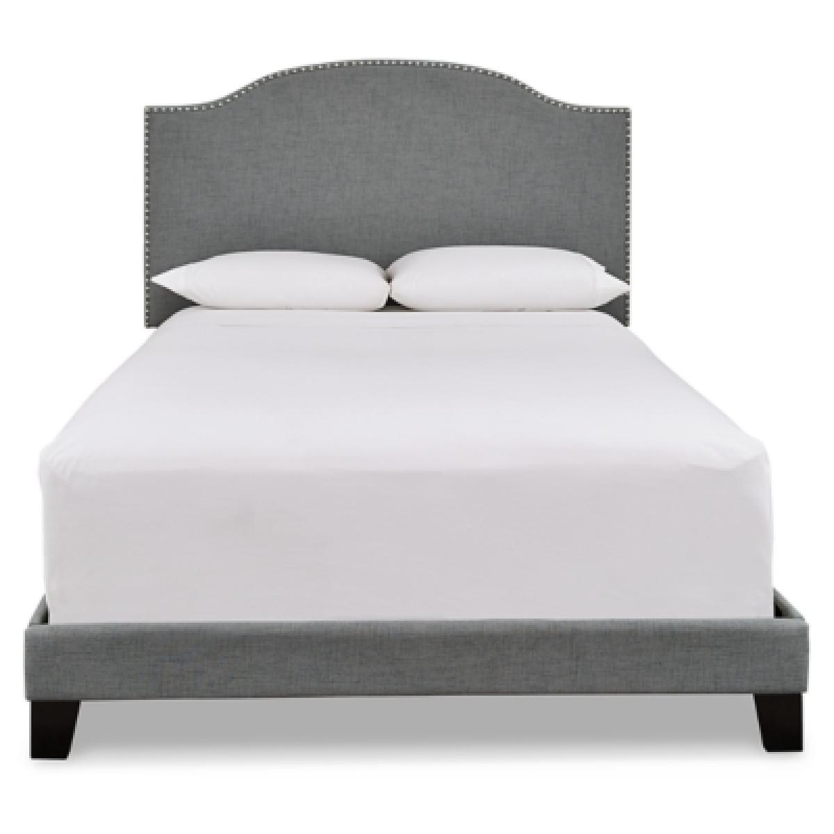 Adelloni Queen Nailhead Trim Upholstered Bed Outlet Bedroom 10