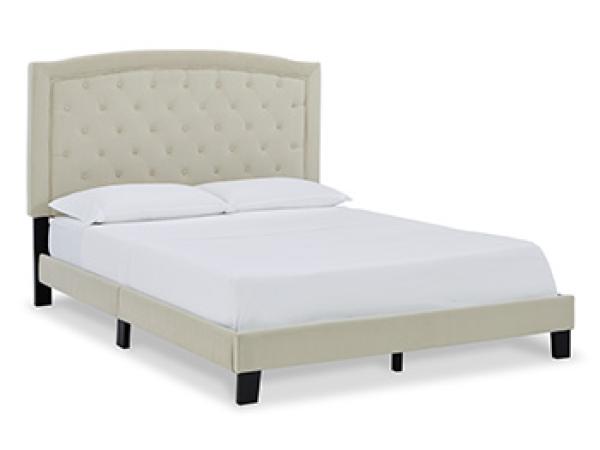 Adelloni Cream Queen Upholstered Bed Outlet Bedroom