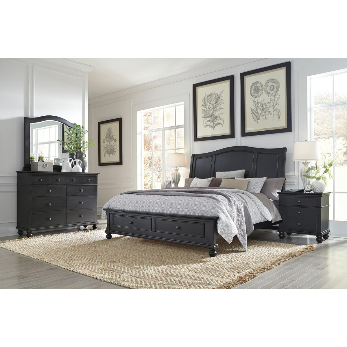 Oxford 2 Drawer Nightstand in Black Nightstands Aspen Home 6