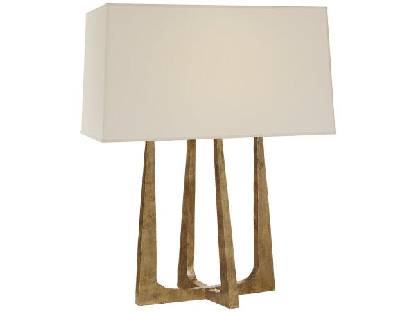 Scala Hand-Forged Bedside Lamp in Gilded Iron with Natural Percale Shade 53514GI Lighting Visual Comfort & Company