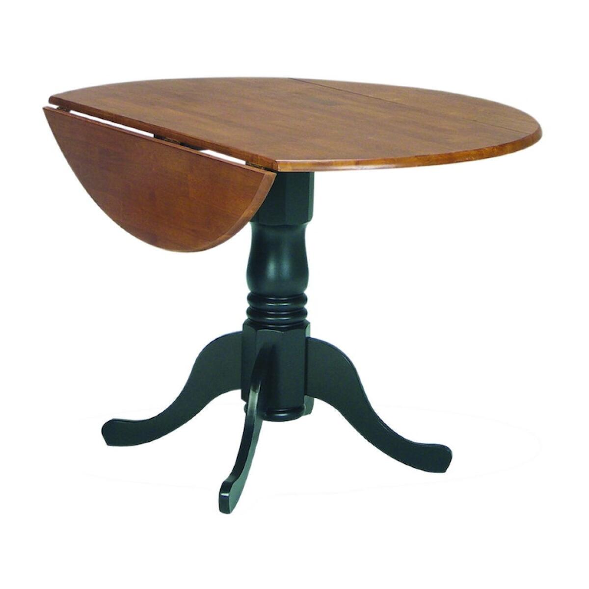 Round Dropleaf Pedestal Table in Black & Cherry Dining Tables John Thomas Furniture 4