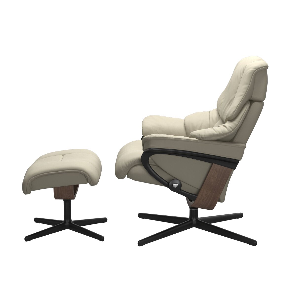 Stressless® Reno (S) Cross Base Recliner with Ottoman Recliners Stressless 5