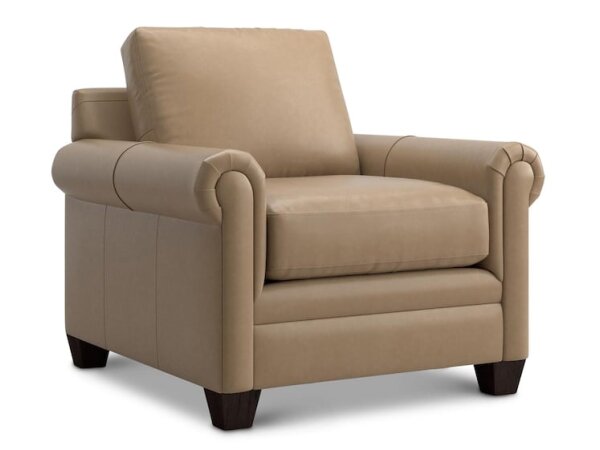Carolina Leather Panel Arm Accent Chair Chairs Bassett Furniture