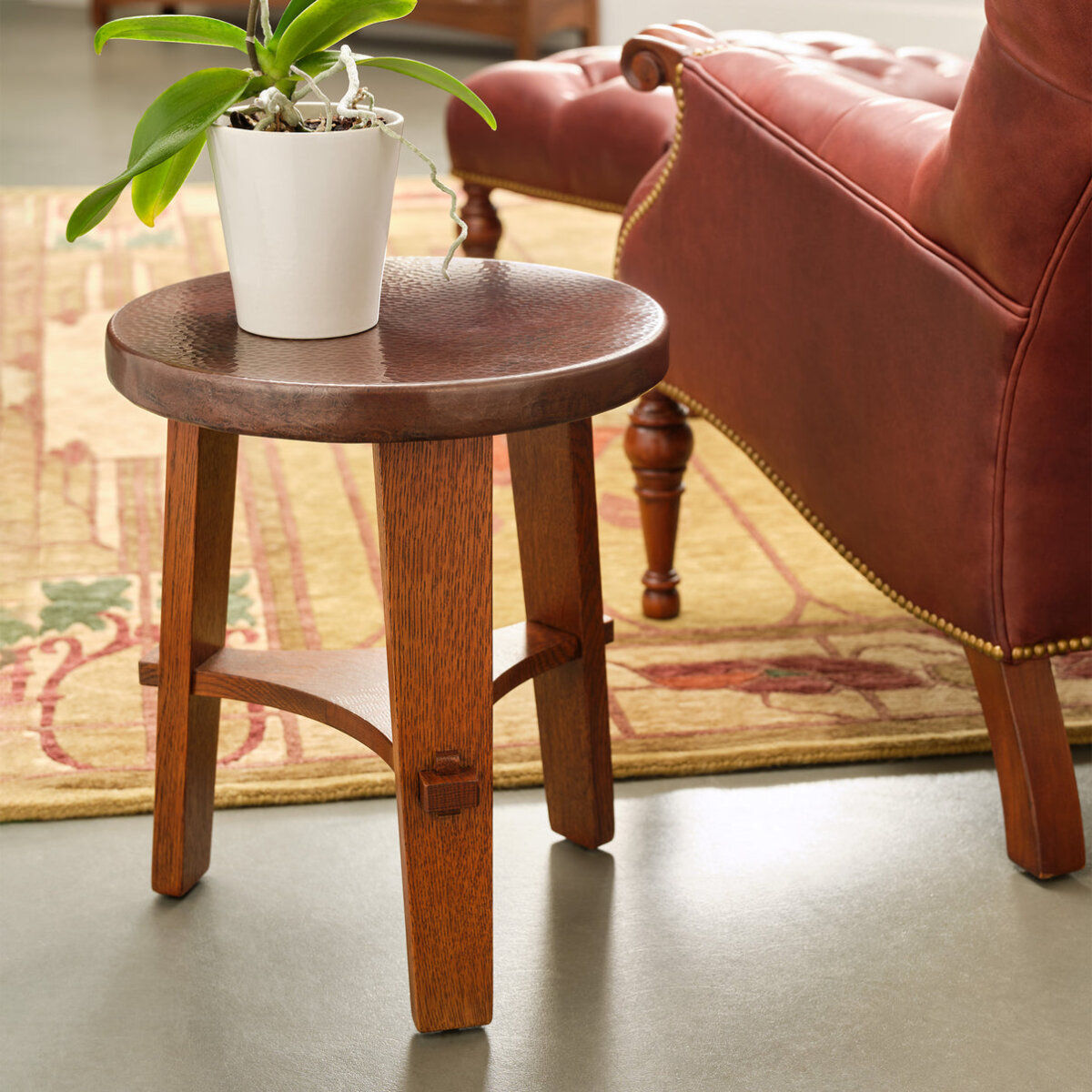 Little Treasures Copper-Top Tabouret Chairs & Benches Stickley Furniture 5