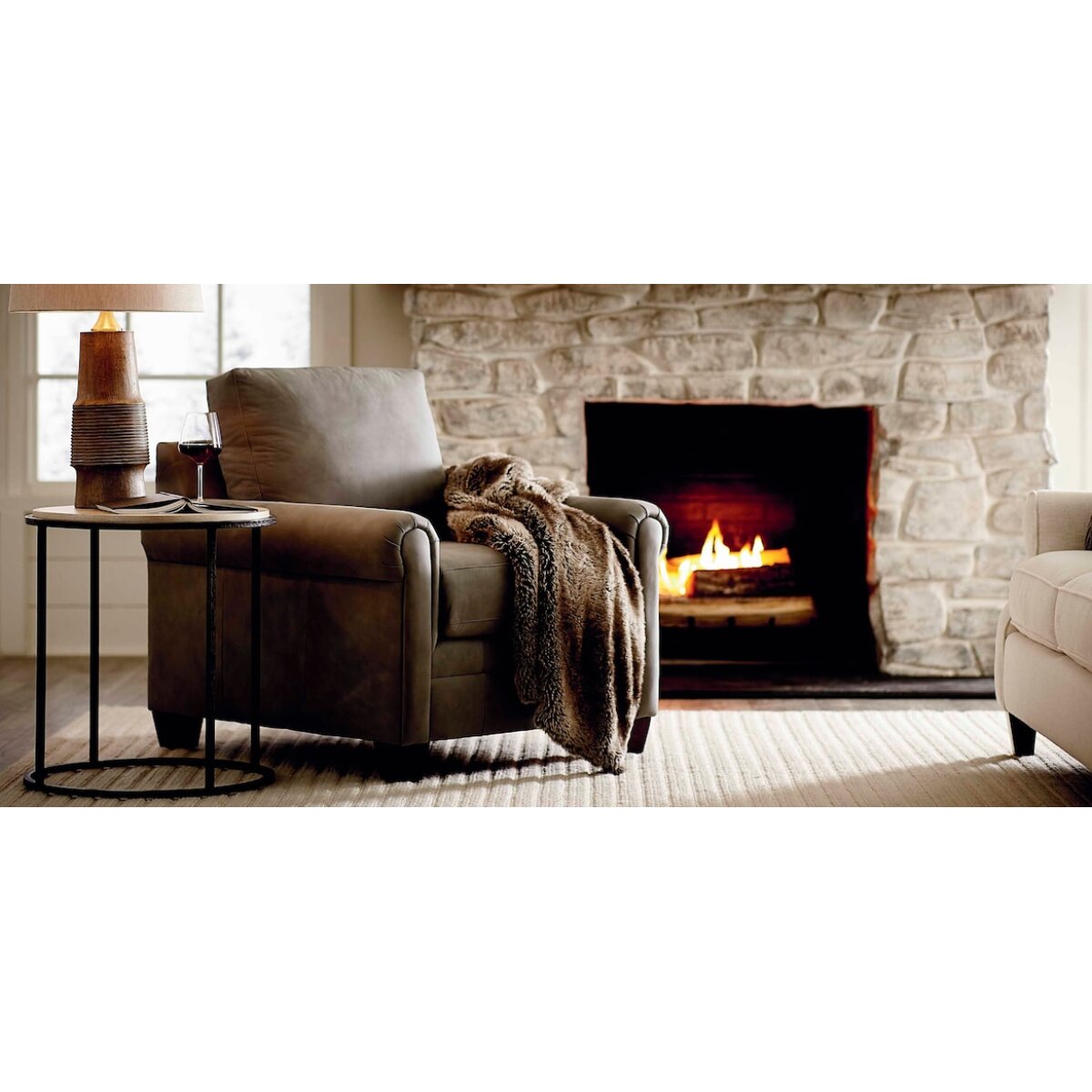 Carolina Leather Panel Arm Accent Chair Chairs Bassett Furniture 5