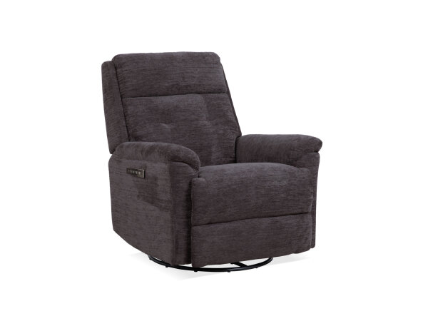 Sophisticated Steel Perfect Match Power Swivel Gliding Recliner with Power Headrest & Lumbar Recliners Flexsteel