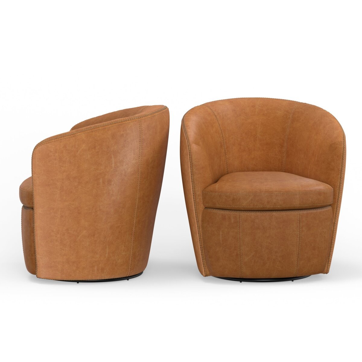 Barolo Vintage Saddle Swivel Club Chair Chairs Parker House 9