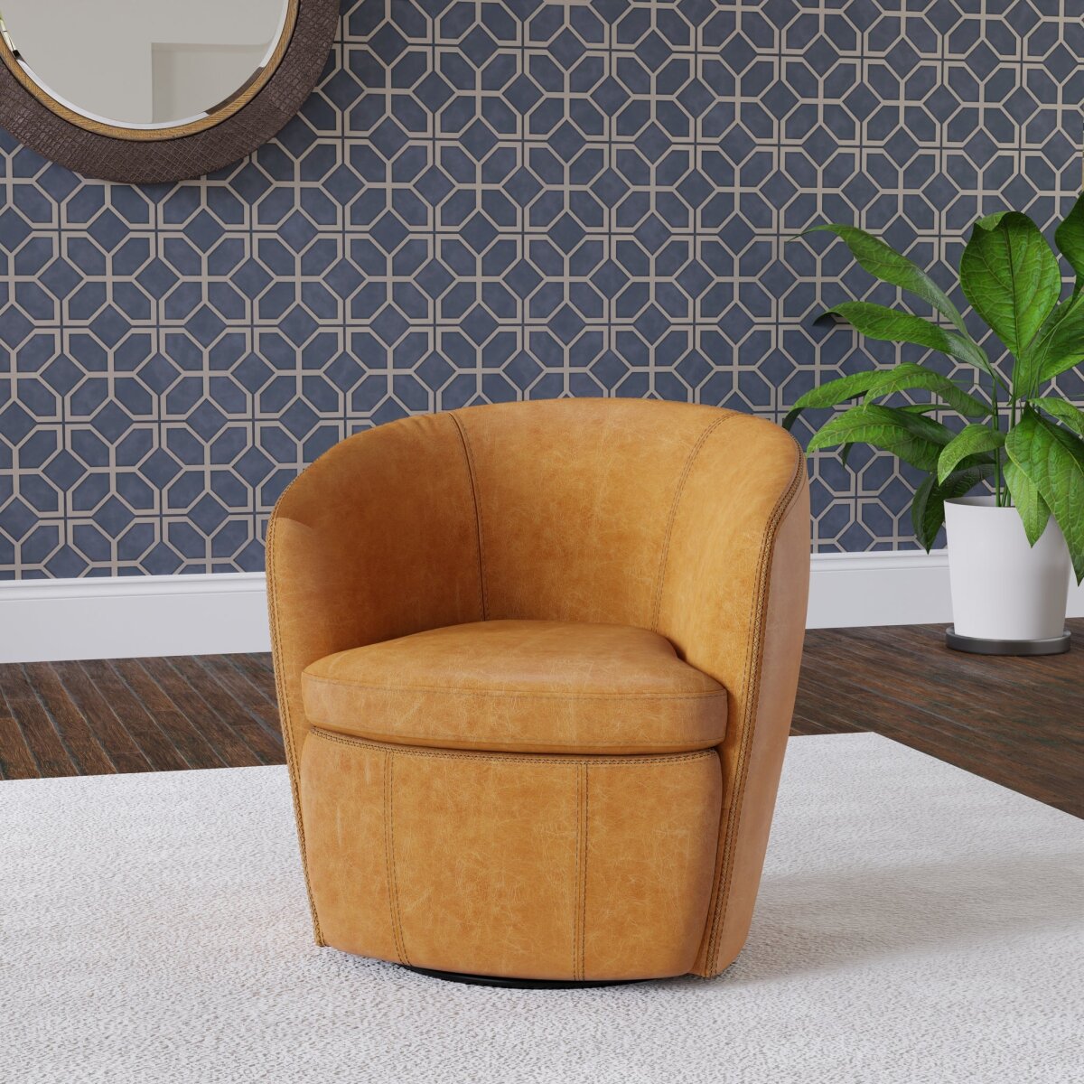 Barolo Vintage Saddle Swivel Club Chair Chairs Parker House 6