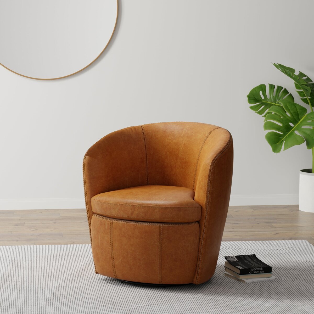 Barolo Vintage Saddle Swivel Club Chair Chairs Parker House 4