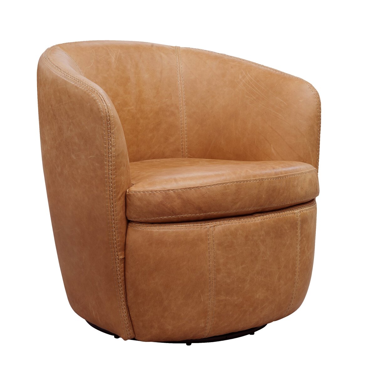 Barolo Vintage Saddle Swivel Club Chair Chairs Parker House 5