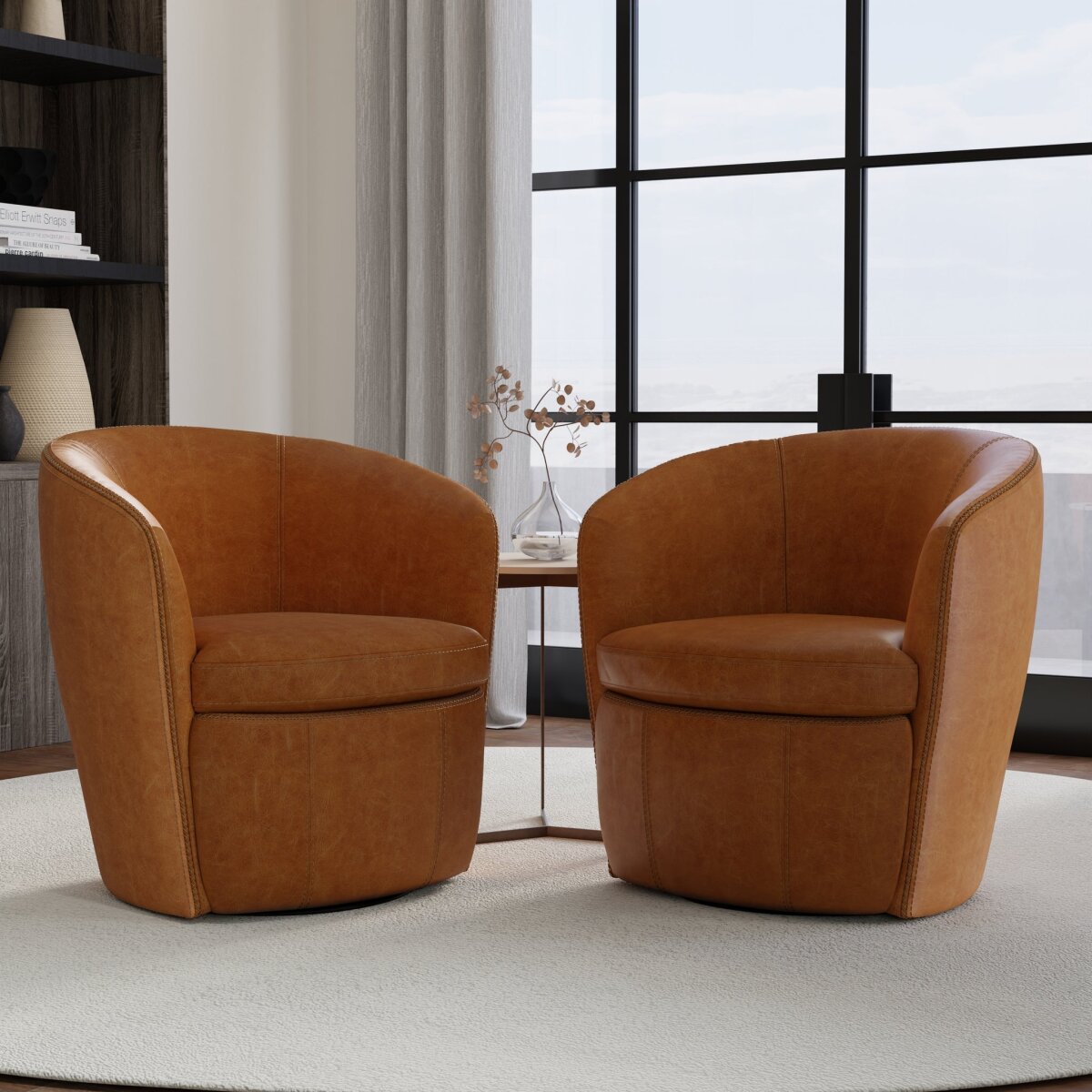 Barolo Vintage Saddle Swivel Club Chair Chairs Parker House 7
