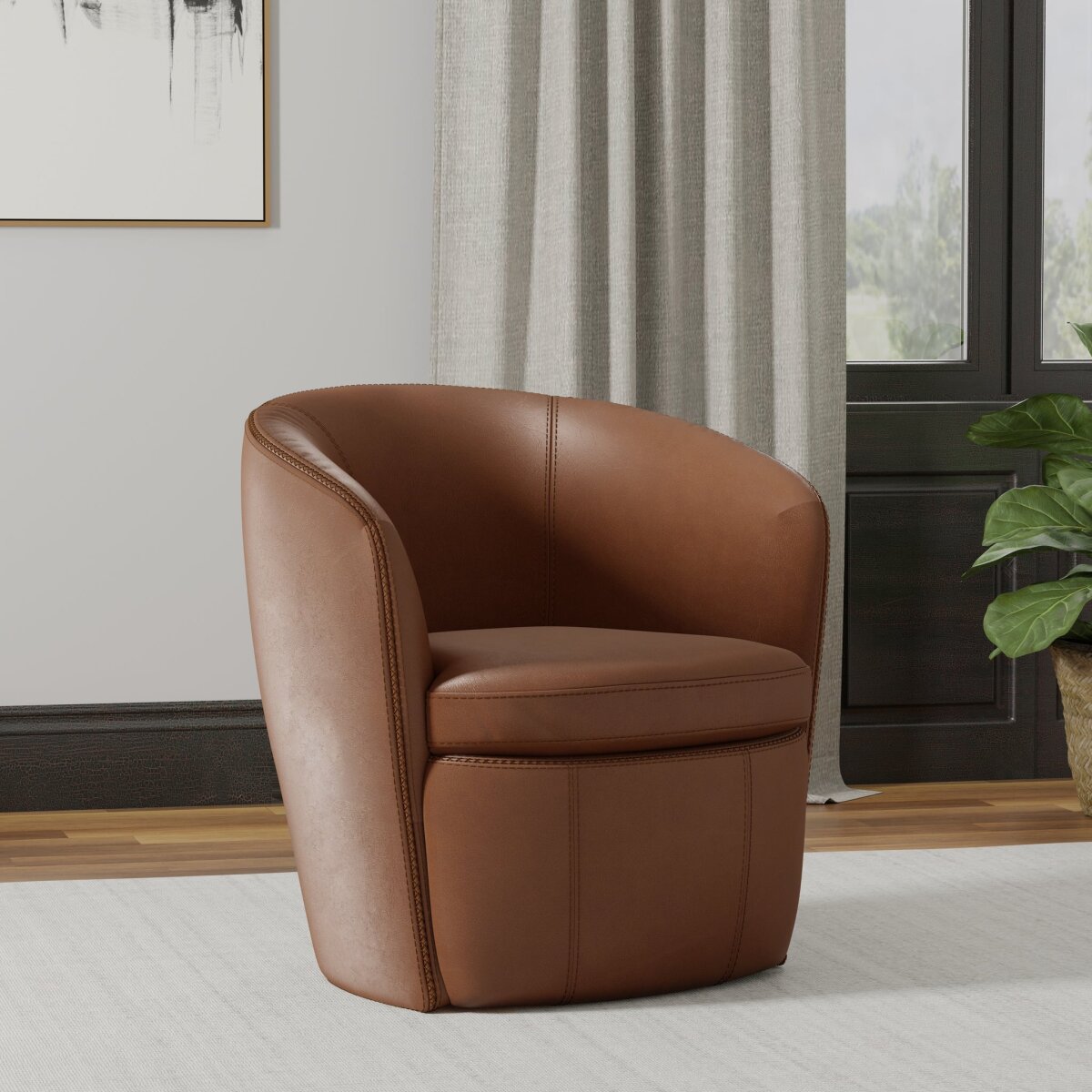 Barolo Vintage Whiskey Swivel Club Chair Chairs Parker House 4