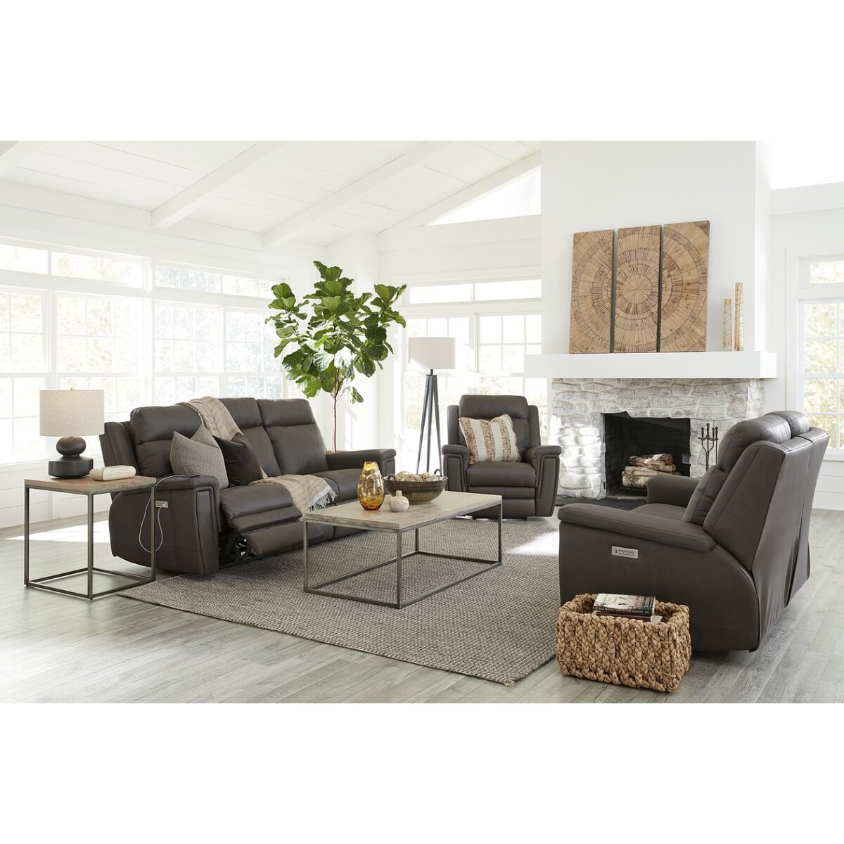 Asher Sofa Power Recliner w/ Power Headrest & Power Lumbar Sofas Customizable 5