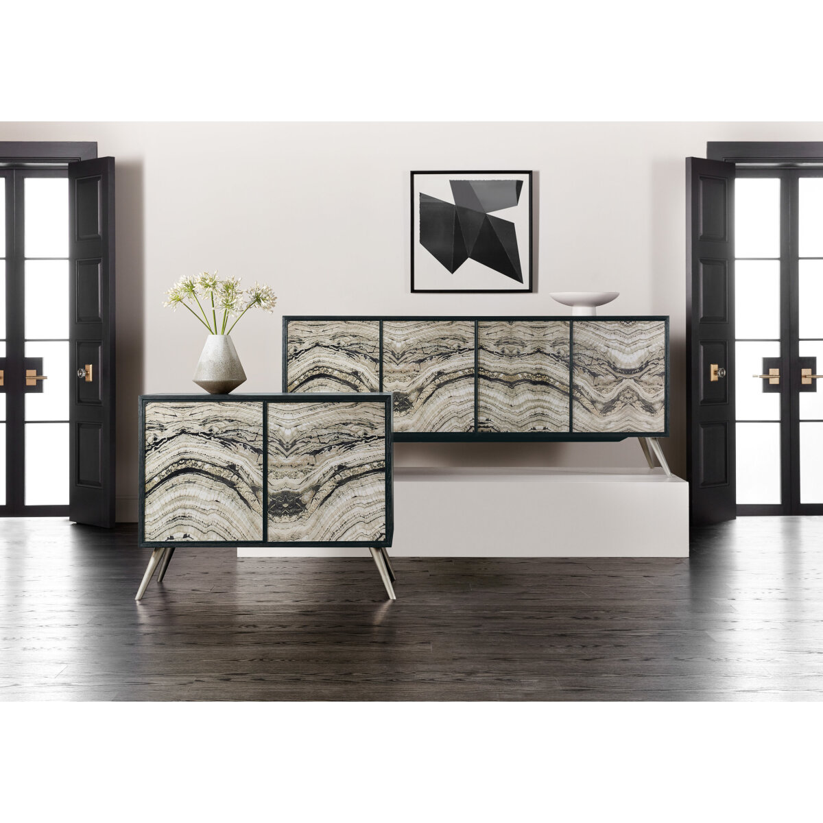 Melange Melange Rockee Four Door Credenza Dining Storage Blacks 5