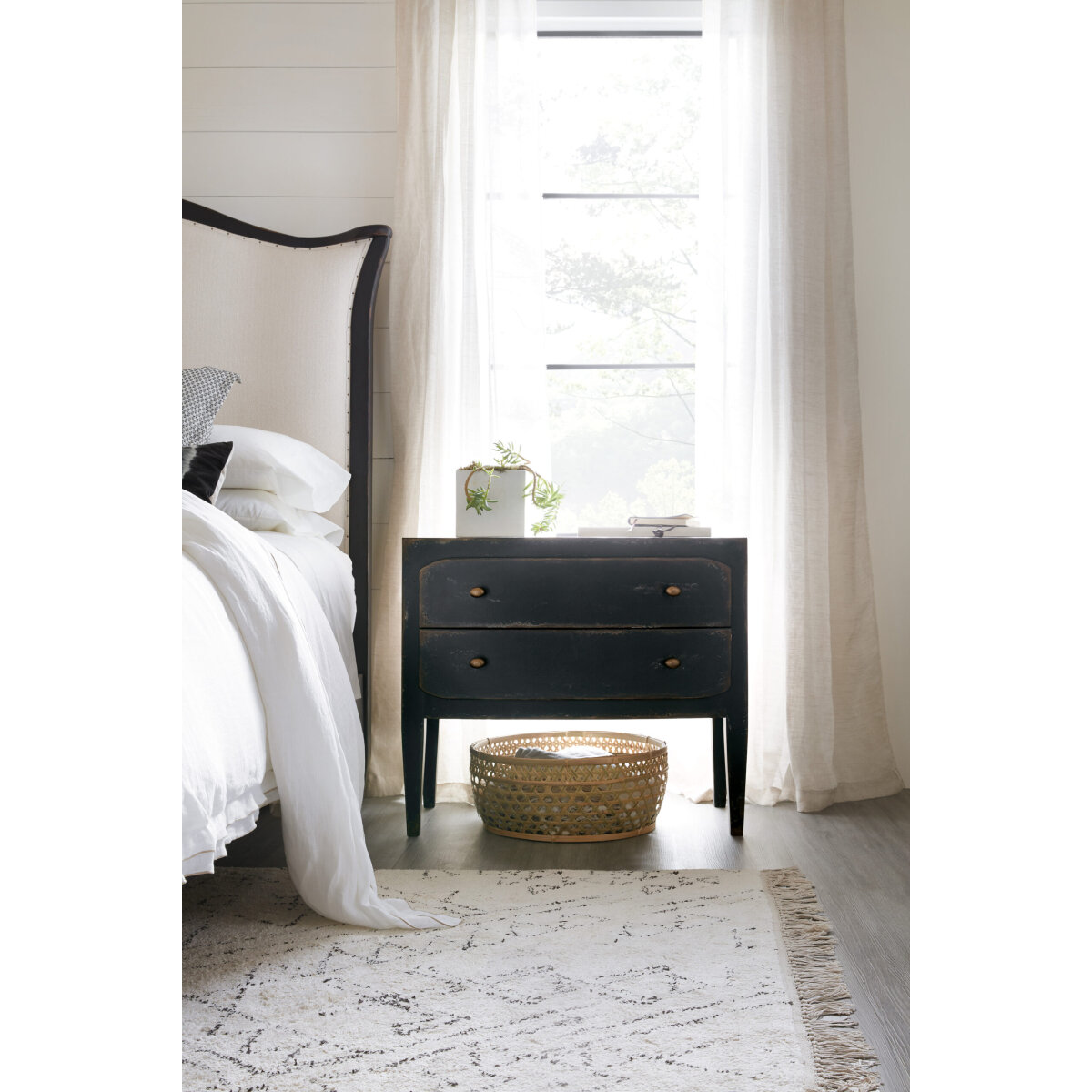 Ciao Bella Two-Drawer Nightstand- Black Nightstands Blacks 5
