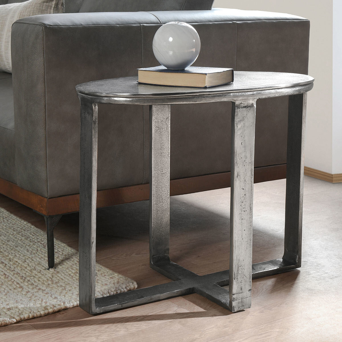 Flores Cast Aluminum Oval End Table End tables Classic Home 7