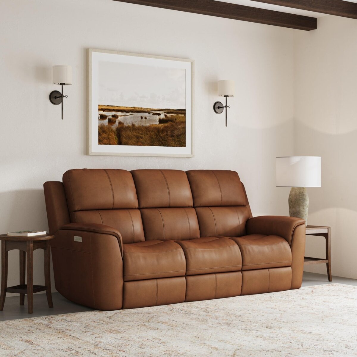 Henry Power Reclining Sofa with Power Headrests and Lumbar Sofas Customizable 5