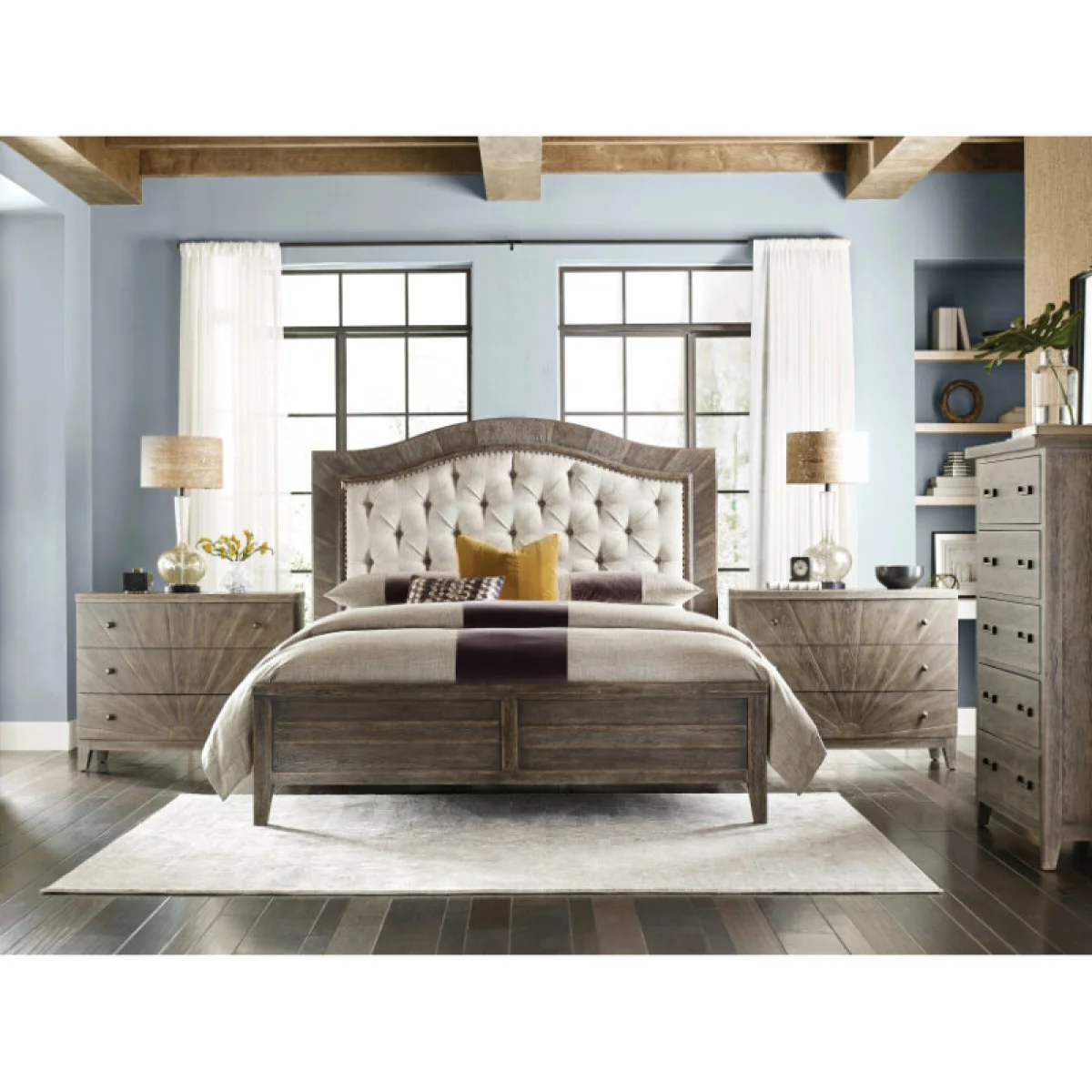 Emporium Ingram Uph Cal King Bed Complete Beds American Drew 4