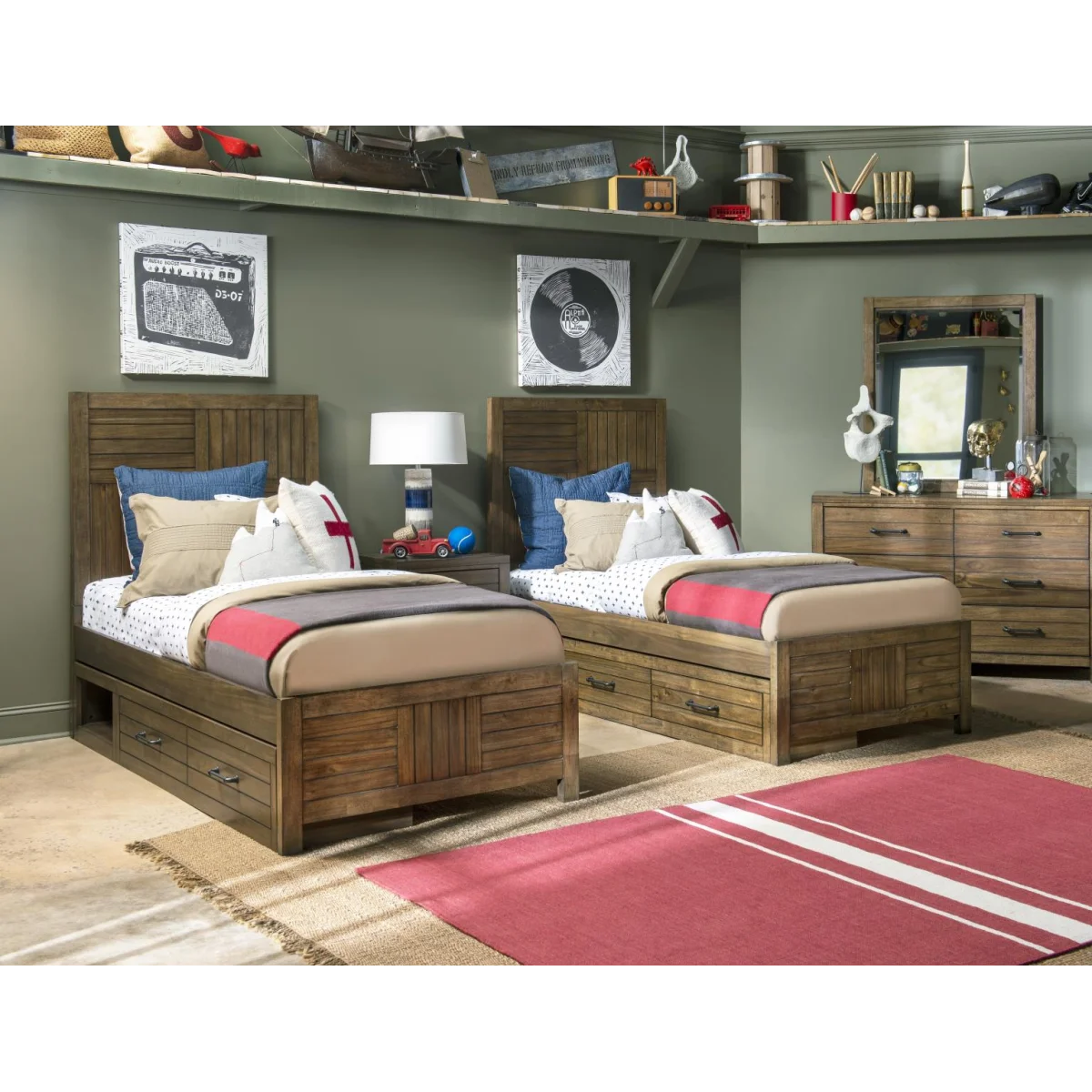 Complete Panel Bed, Twin 3/3 Brown Finish Youth Beds Brown 8