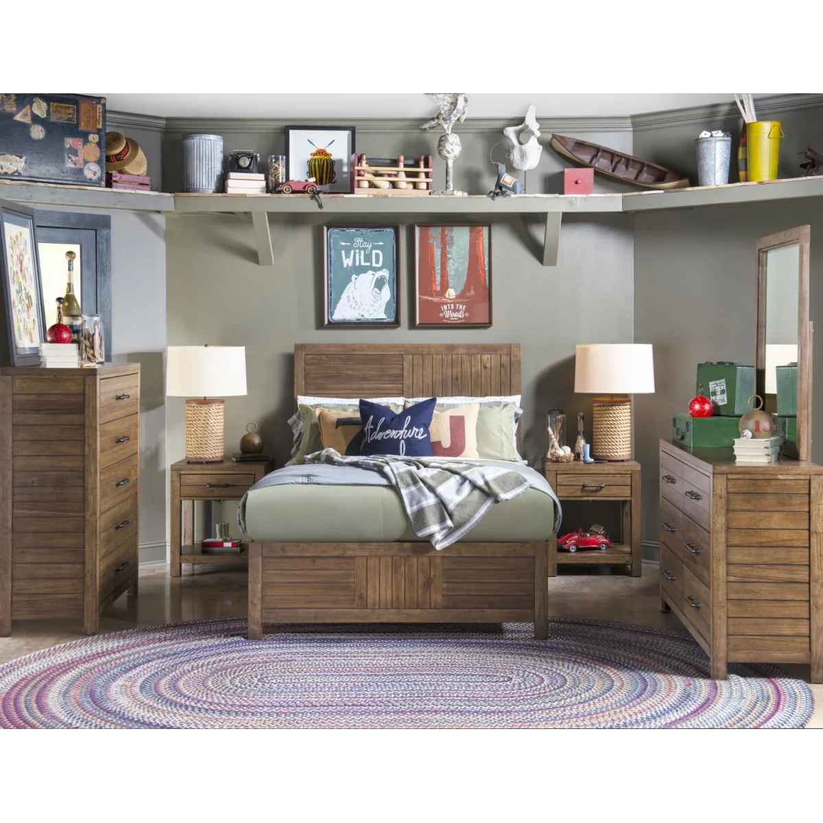 Complete Panel Bed, Full 4/6 Brown Finish Youth Beds Brown 8