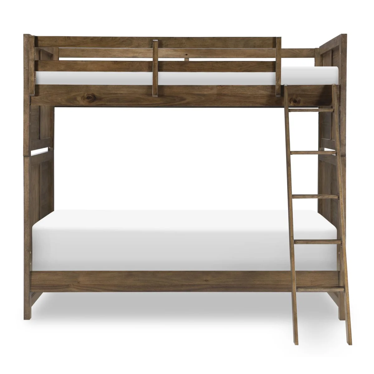 Complete Twin Over Twin Bunk Bed Brown Finish Youth Beds Brown 4
