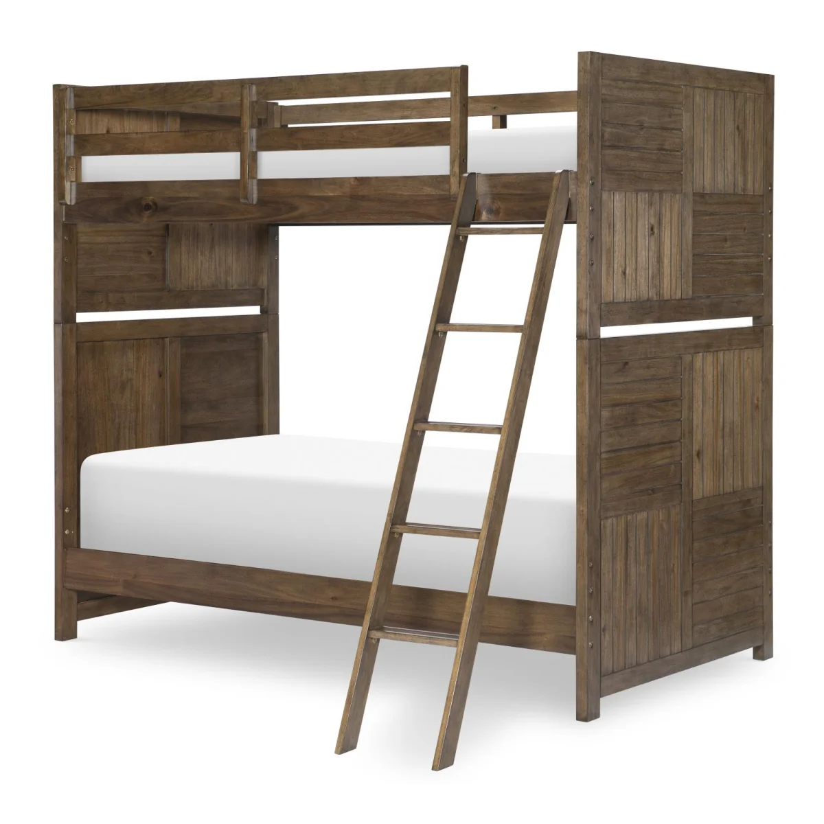 Complete Twin Over Twin Bunk Bed Brown Finish Youth Beds Brown 7