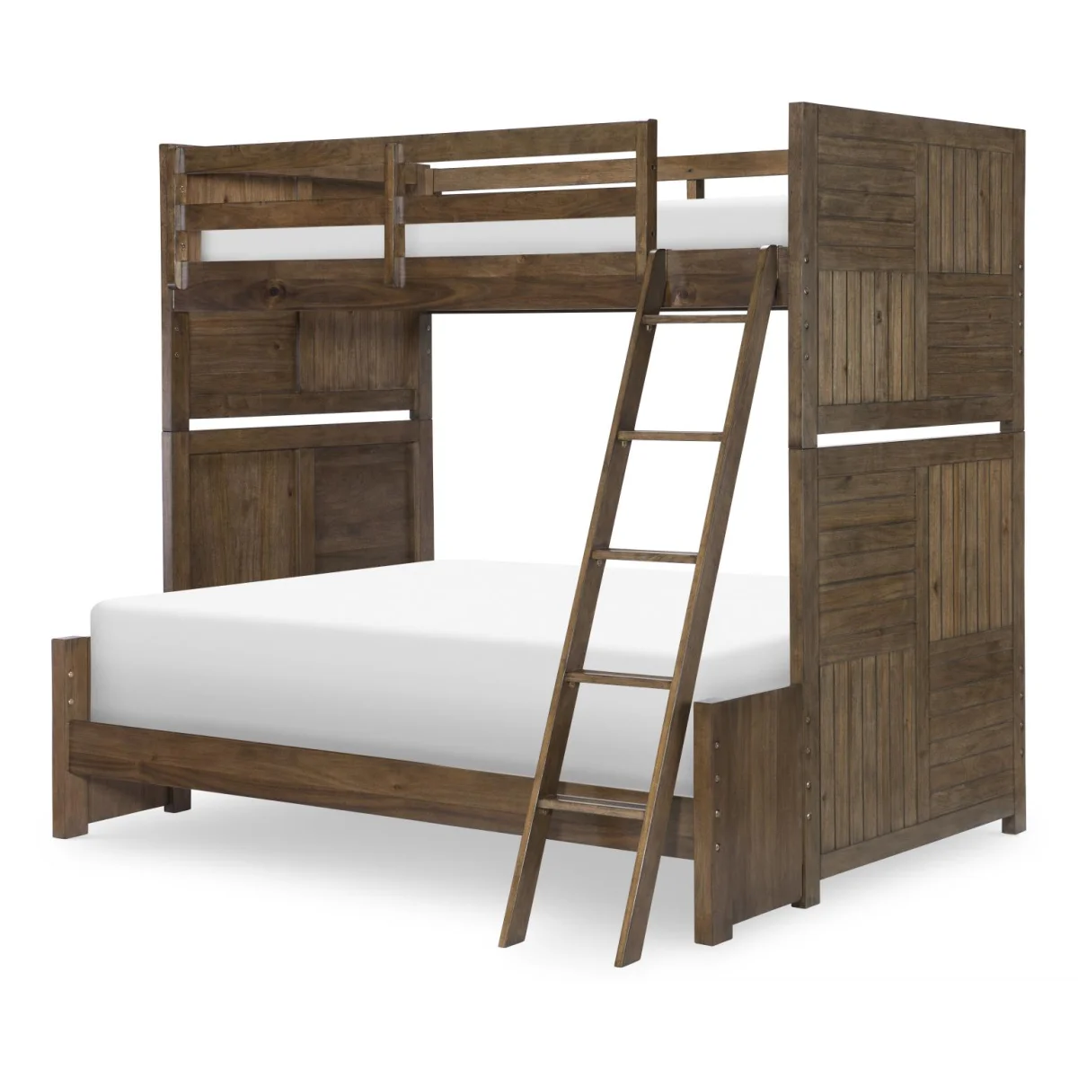 Complete Twin Over Full Bunk Set Brown Finish Youth Beds Brown 4