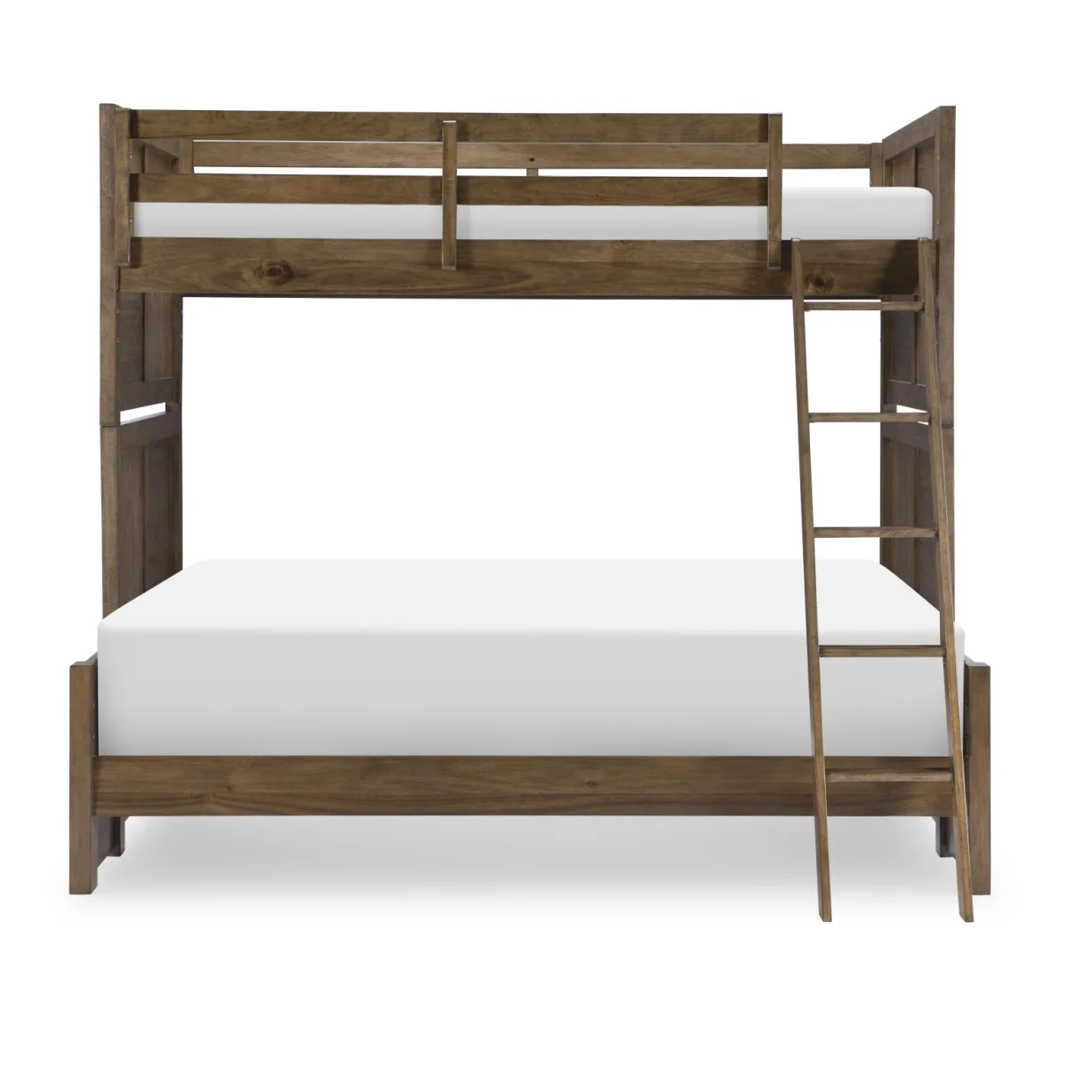 Complete Twin Over Full Bunk Set Brown Finish Youth Beds Brown 10